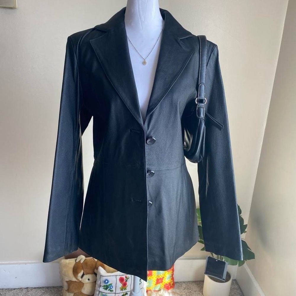 Vintage Y2K deadstock black leather jacket - Picture 6 of 8